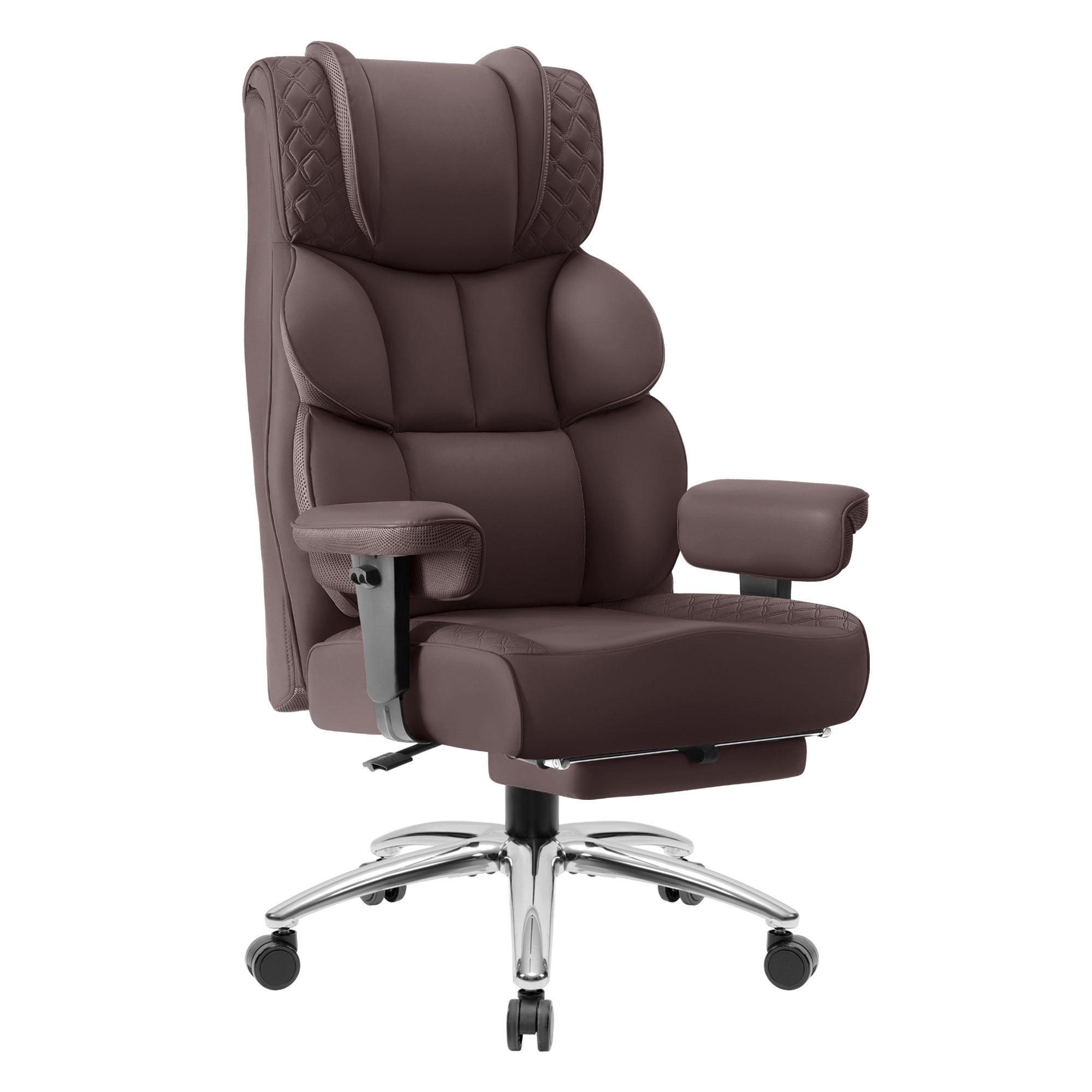 FASTES Office Chair, 400lbs Desk Chair Big And Tall Gaming Chair With Footrest Ergonomic Executive Computer Chair Silent Scroll Wheels And Padded Lumbar Support, Coffee