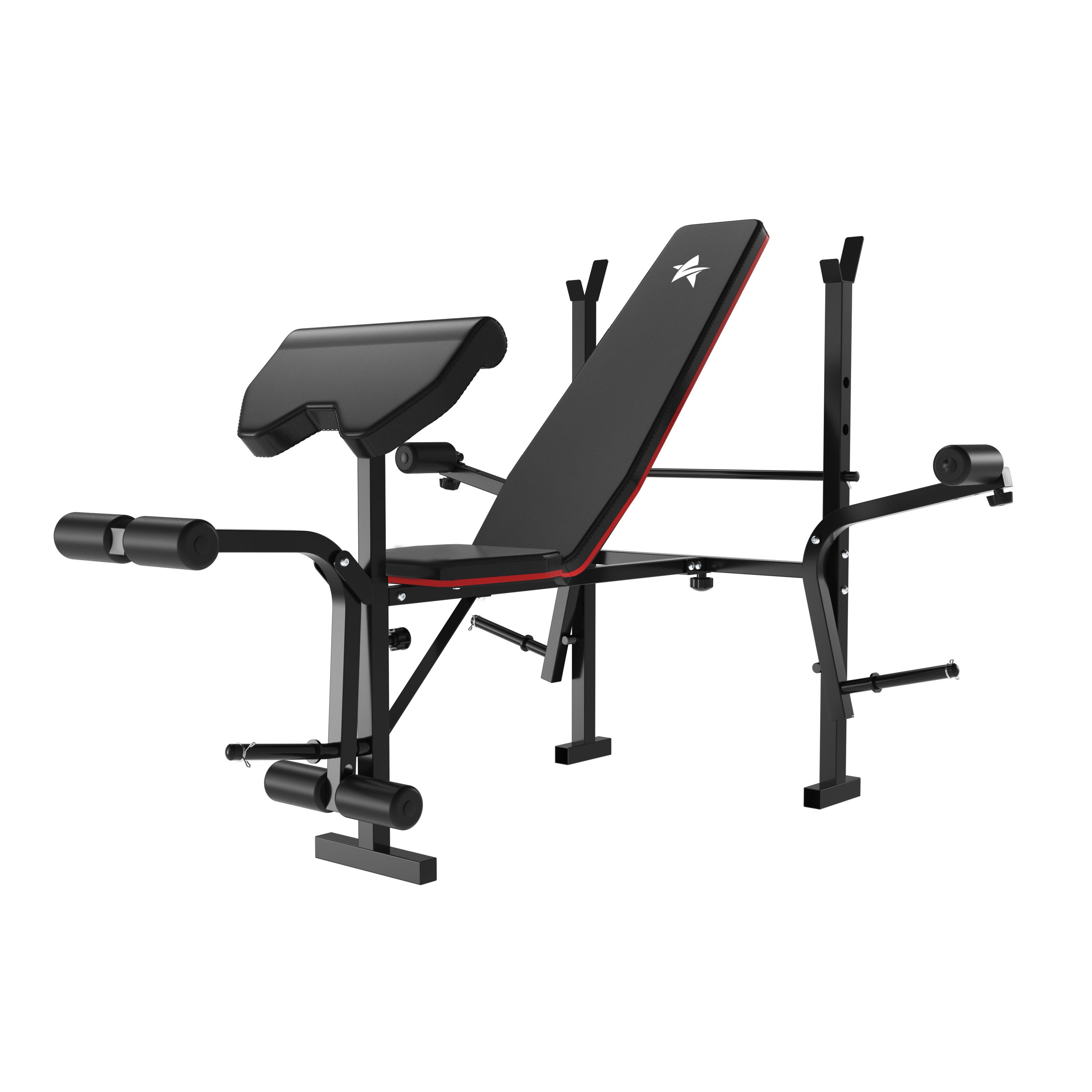 FASTES 7-in-1 Multi-Purpose Adjustable Weight Bench Workout Bench Press Set with Barbel Rack and Leg Developer for Home Gym Full Body Training