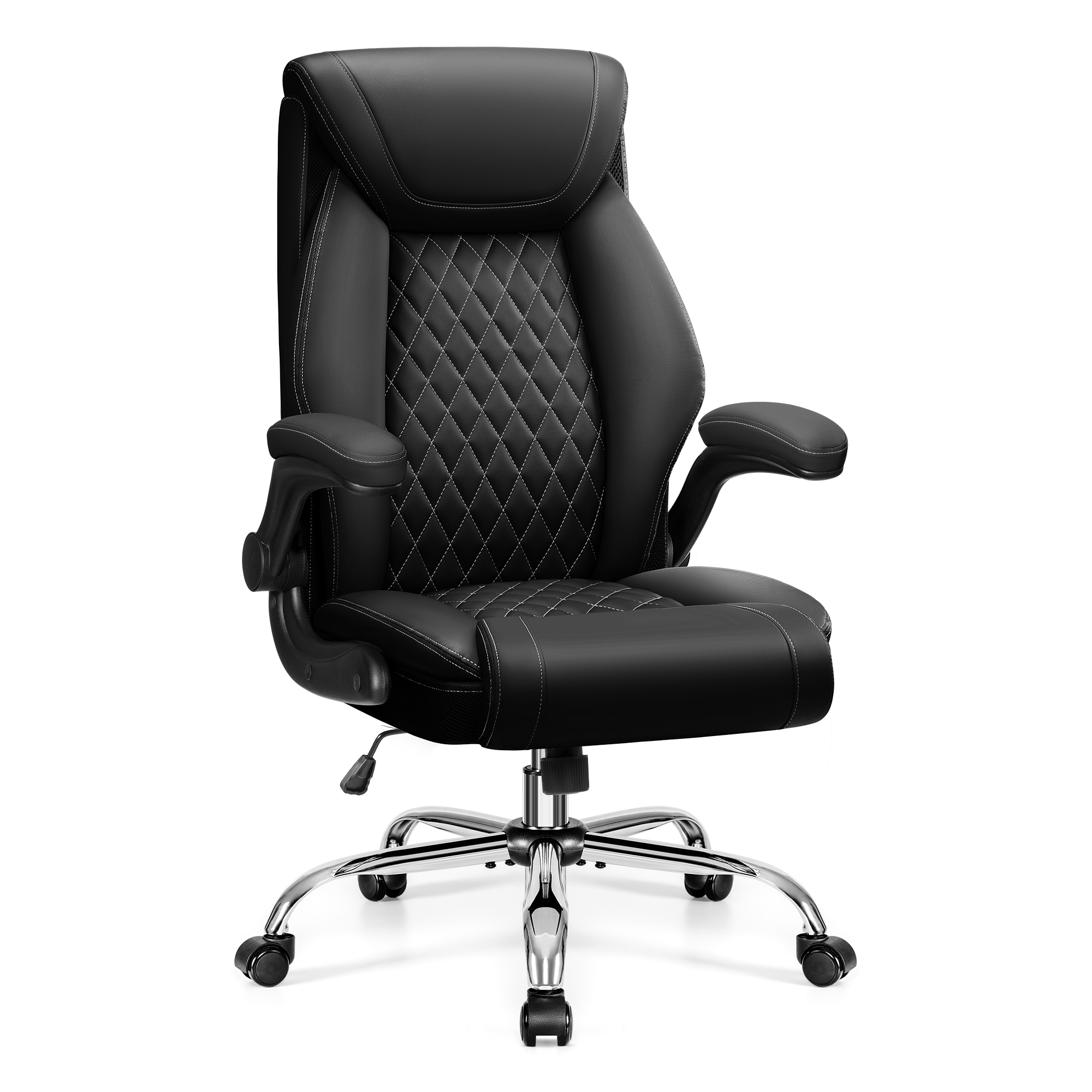 FASTES Ergonomic Office Chair, Big and Tall Desk Chair with Flip-up Armrests & High-Back Design, Leather Gaming Chair for Home, Rocking Function Is More Suitable for Office Rest, Coffee