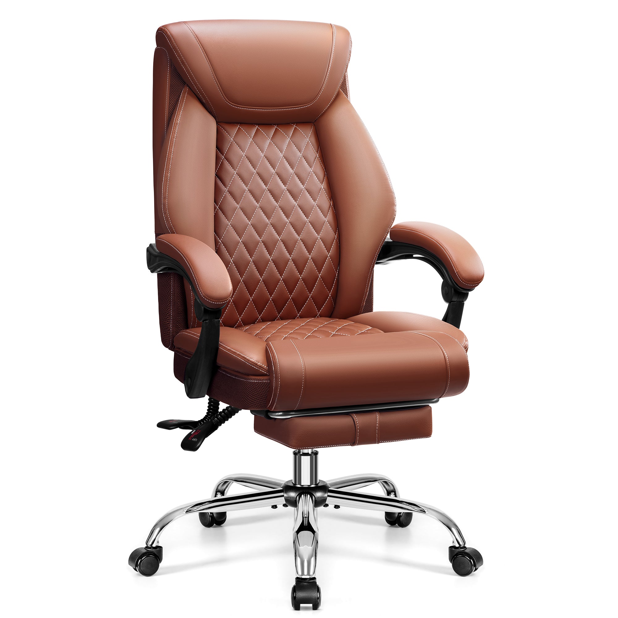 FASTES Office Chair, Desk Chairs Adjustable High Back, Ergonomic Executive Computer Chair Lumbar Support, Big and Tall Gaming Chair with Footrest, Suitable for Home and Office, Brown