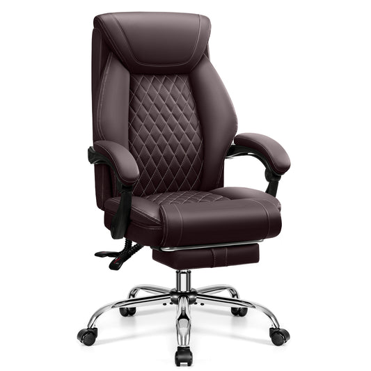 FASTES Office Chair, Desk Chairs Adjustable High Back, Ergonomic Executive Computer Chair Lumbar Support, Big and Tall Gaming Chair with Footrest, Suitable for Home and Office, Coffee